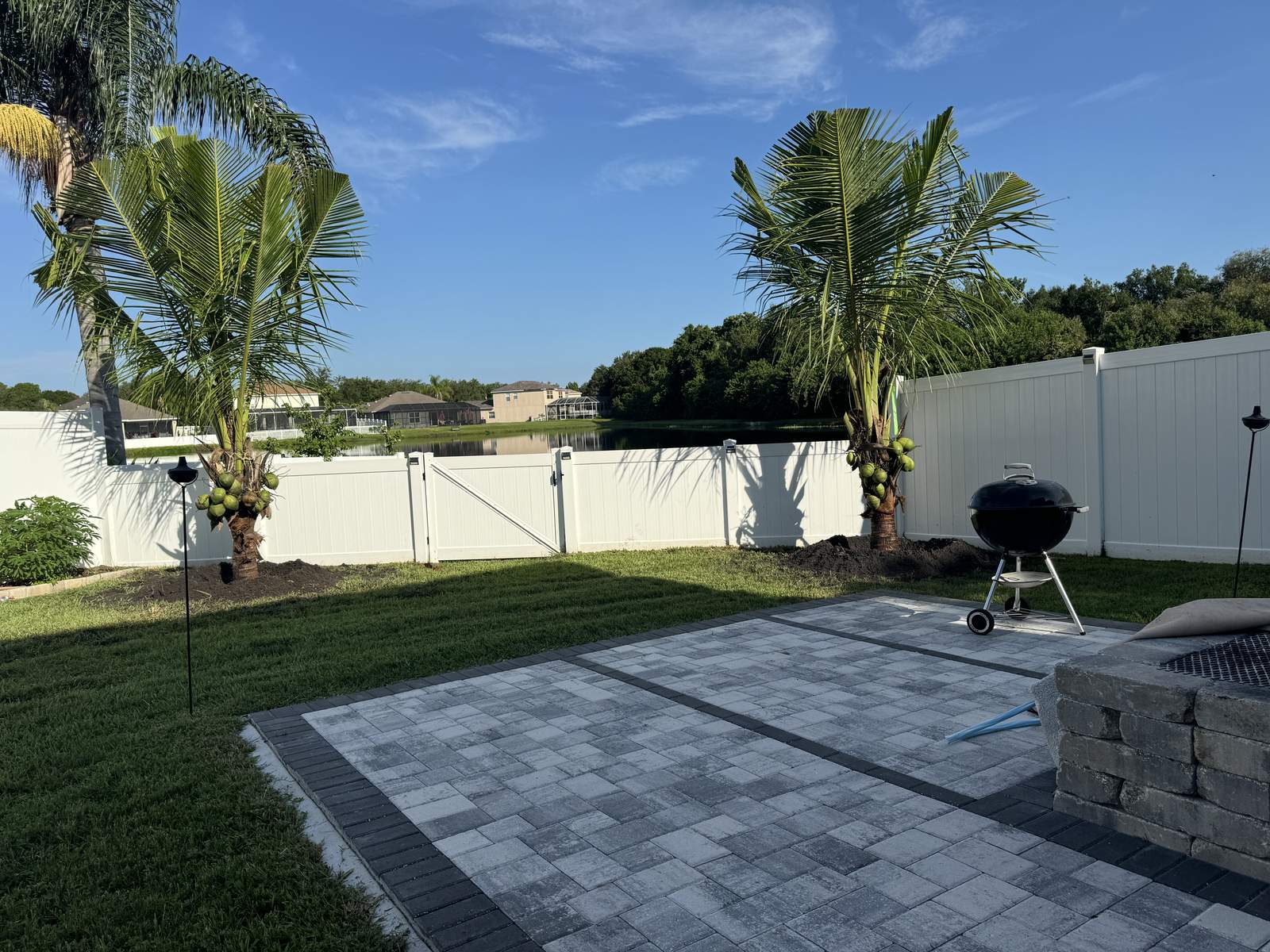 Patio with fire pit surround